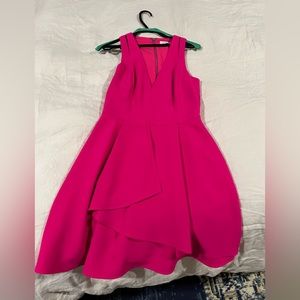 Adelyn Rae Asymmetrical Crepe Fit & Flare Dress
 
HOT PINK, Size Small